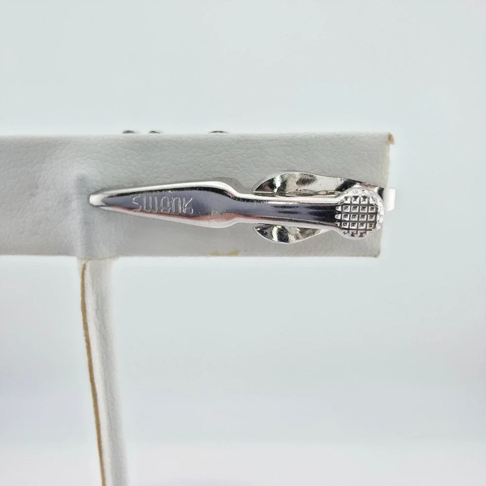 Vtg SWANK 'Bill' Name Tie Clip Tie Bar Tie Clasp Textured Silver Tone FREE $HIP!